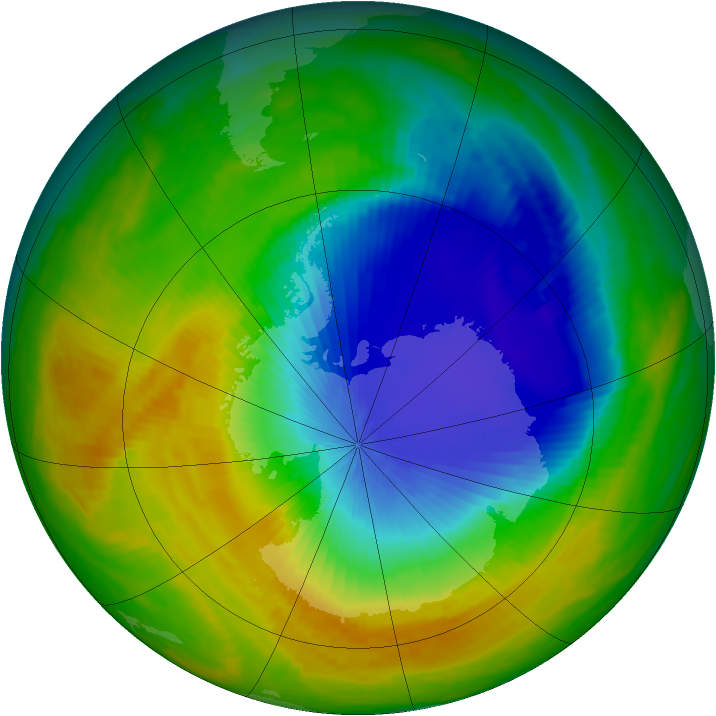 Antarctic ozone map for 29 October 2000